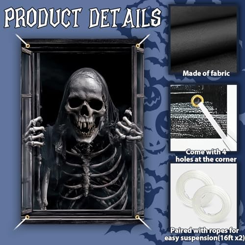 2 Pcs Scary Halloween Window Decorations