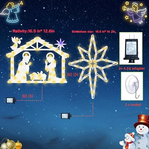 TRWYMZ Christmas Decorations - 16" Christmas Window Silhouette Lights
