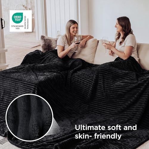 Bedsure Extra Soft Large Fleece Blanket for Bed Black 120"x120"