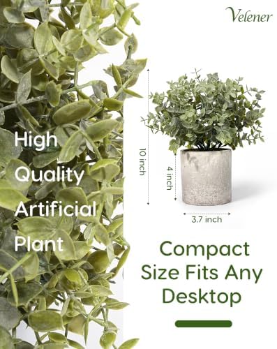 Velener 2 Pcs Large Fake Plants Eucalyptus, Artificial Plants Indoor for Shelf, Potted Eucalyptus Plants for