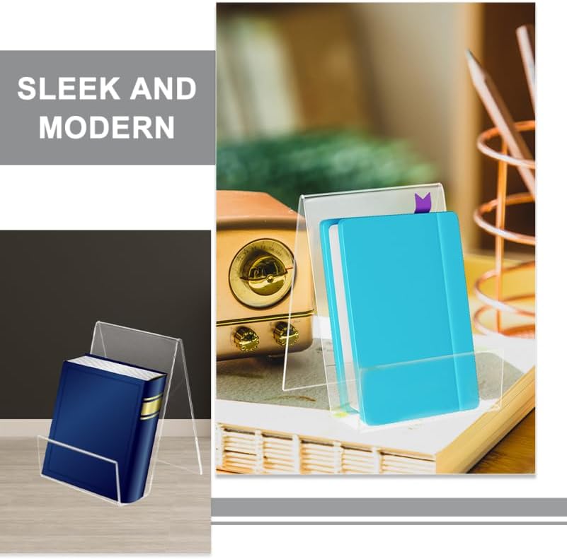 Acrylic Book Display Stand Freestanding Bookshelf for Desk Home Office / Clear / 3.5 x 4.1 x 3