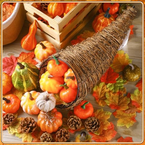 Dandat Thanksgiving Cornucopia Basket, Horn of Plenty Table Decor, 1 Pcs