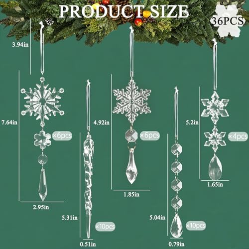 Crystal Ornaments for Christmas Tree Winter Wonderland Decorations