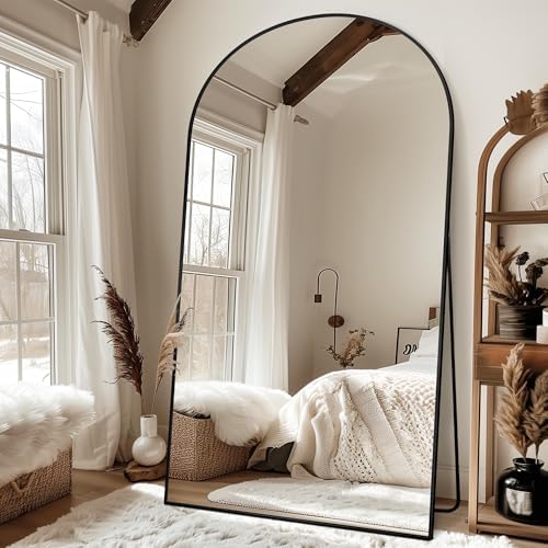 Antok 86" x46” Arched Full Length Mirror, Floor Mirror with Stand, Black