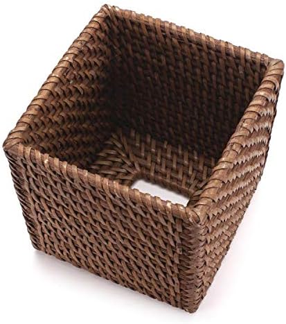 Rattan Tissue Box Cover Natural Woven Facial Napkin Holder Square / Honey Brown / 5.5 x 5.5 x 5.9