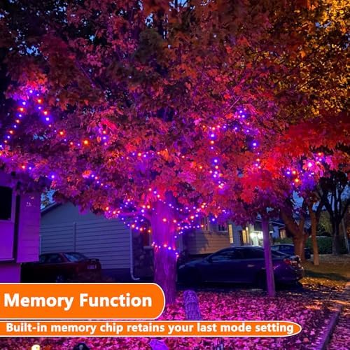 Joomer Orange Purple Halloween Lights, 174FT 500LED Plugin Non-Connectable