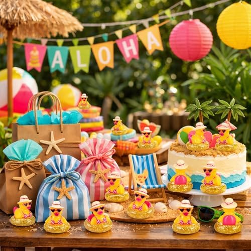RoundFunny 50 Pcs Mini Ducks Bulk Resin Bikini Duck Figurines for Cruises