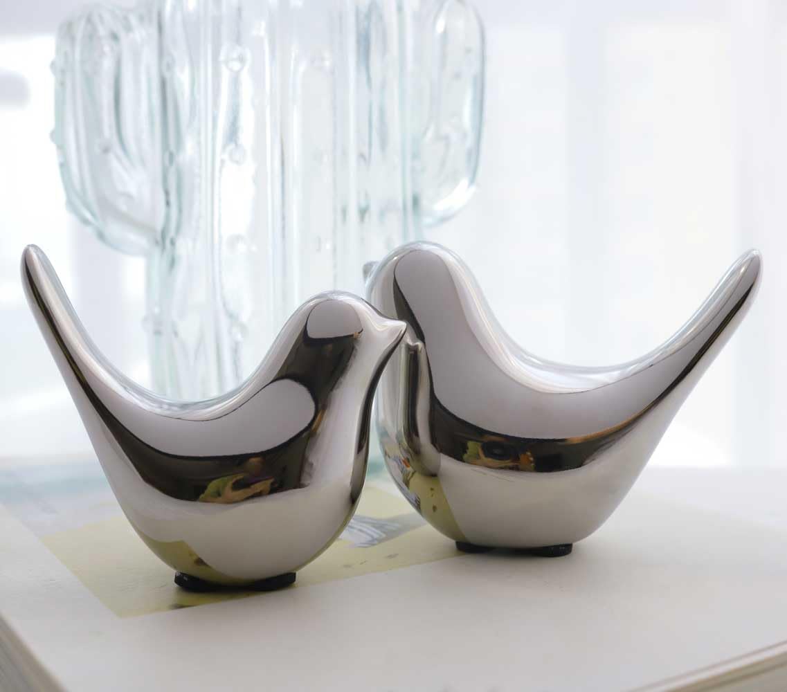 Modern Fall Shelf Home Decor Accents for Living / Silver / S&M / Set of 2