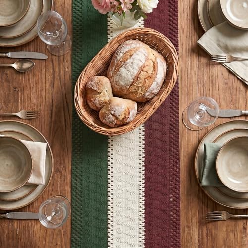 Artoid Mode Green Beige Red Farmhouse Rustic Table Runner 12x108 Inch