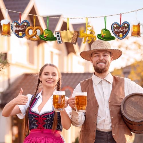 Breling 12 Pcs Oktoberfest Felt Hanging Ornaments, 3.15 inch Party Decor