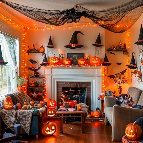 JMEXSUSS 163FT 8 Modes 500 LED Orange Halloween Lights Outdoor with Remote