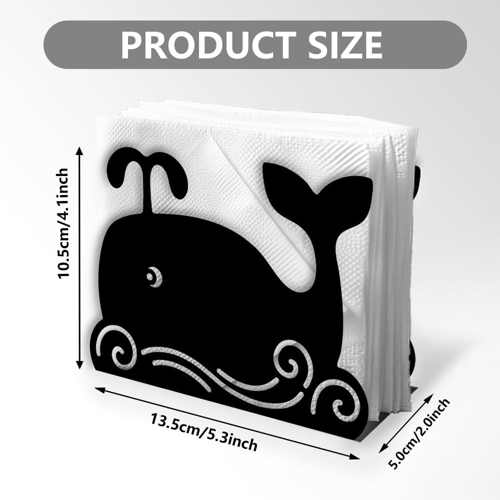 Cartoon Decorative Metal Napkin Holder / Whale / Black / 5.3 x 4.1 x 1.9