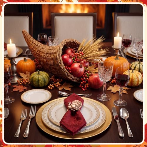 Yungyan 12 Set Thanksgiving Napkin Rings, Turkey Metal Napkin Rings