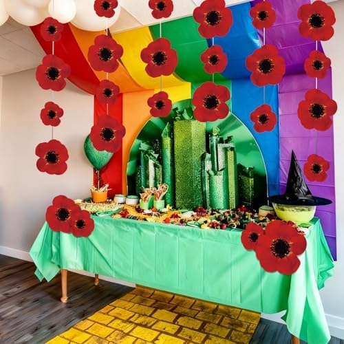 Preboun 20 Pcs Wizard Party Decoration Red Poppy Garland Halloween Decor