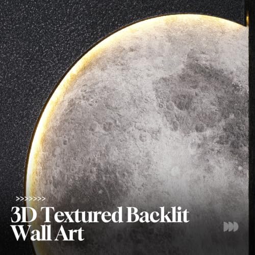 Cuspin Large 3D LED Moon Wall Art, 24x36 In (Black)