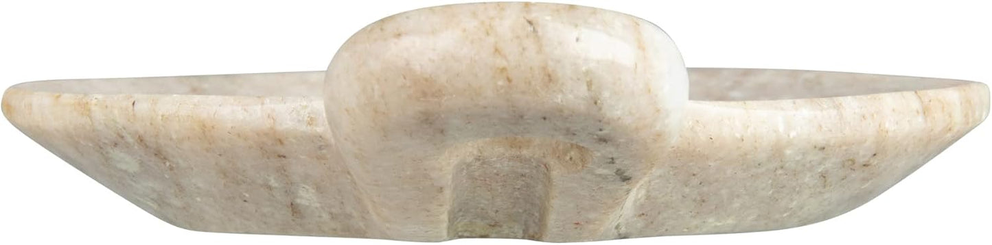 Hand-Carved Marble Dish / Beige / 5 x 4