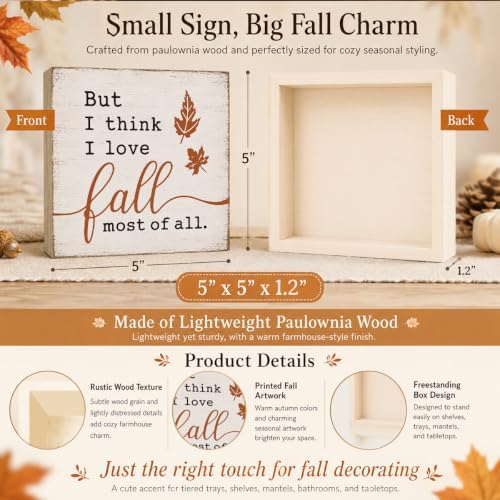 Fall Bedroom Decor Sign | I Think I Love Fall Most Of All Quote Wall Art