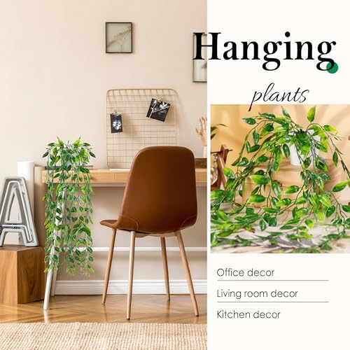 Der Rose 8Pcs Fake Hanging Plants with White Pots for Fuller Shelf Decor