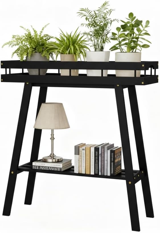 BAMBANG Bamboo Plant Stand Indoor, 2 Tier Small Plant Table, Tall Plant Stand for Indoor Plants, Window Sill Plant