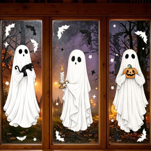 DIYASY Large Halloween Ghost Window Clings, Double-Sided Window Stickers