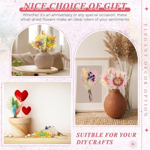 Layhit 12 Pcs Mini Dried Flower Bouquet Boho for Wedding,Lively