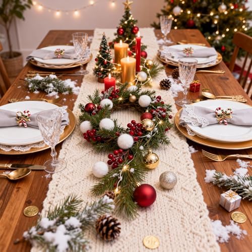 Alloy Candy Cane Bow Napkin Rings (8-Set Pack) - Dinner Napkin Holder & Festive Tabletop Topper for Holiday Table Decor