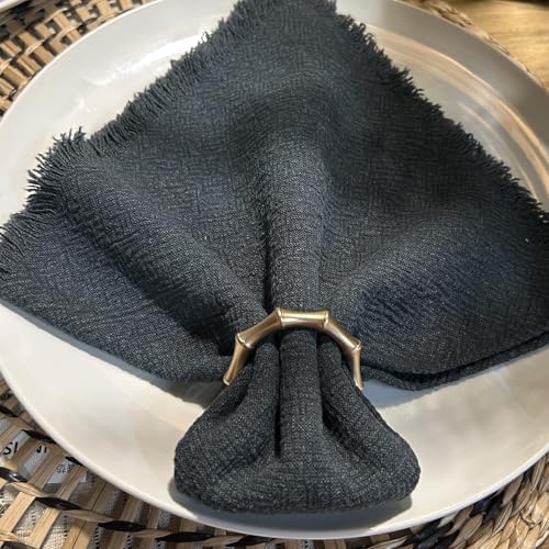 Matte Gold Napkin Rings，Bamboo Napkin Ring Set of 12 for Table Decor