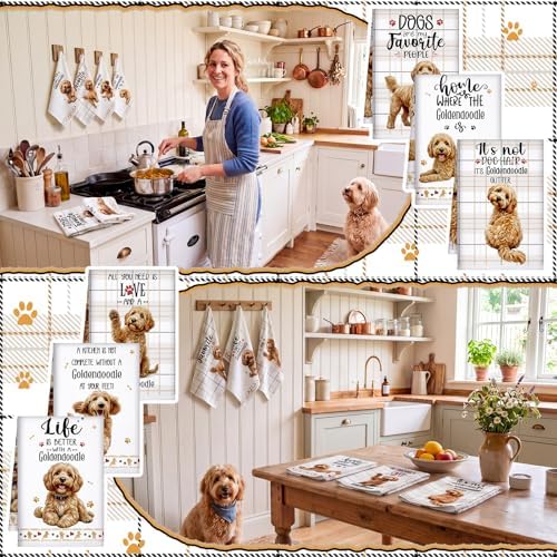 Redbaker 6 Pcs Goldendoodle Kitchen Towels Dish Towel Gifts for Dog Lovers