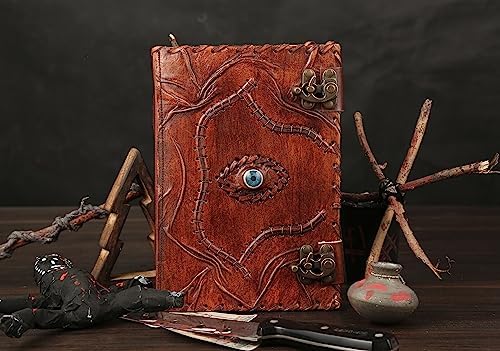 Hocus Pocus Book Of Spells, Spell Books With Real Spells, Prop Halloween Decorations Decor, Book Of Shadows Spell Book, Witchy Gifts For Women Spellbook Leather Bound Journal, Grimoire Witch 10 x 7