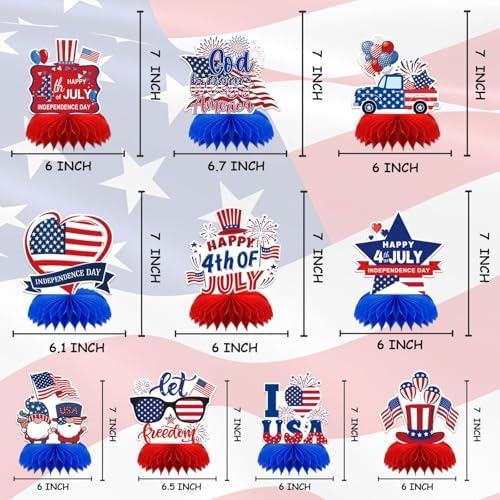 4th of July Decorations, 10PCS Patriotic Centerpiece for Table