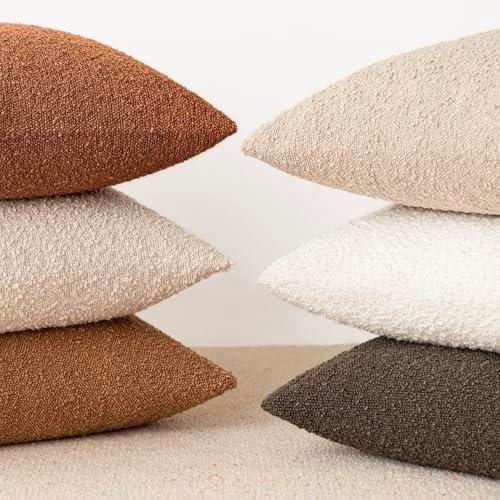 Textured Boucle Throw Pillow Covers Accent Solid Pillow Cases / 20 x 20 / Autumnal / Set of 2