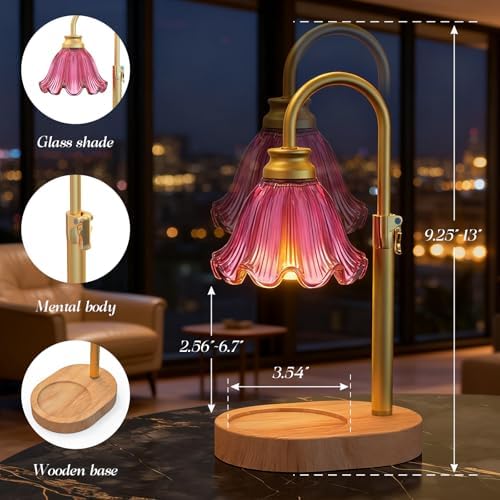 Flower Candle Warmer Lamp with Timer & 4-Level Dimmer, Adjustable Height