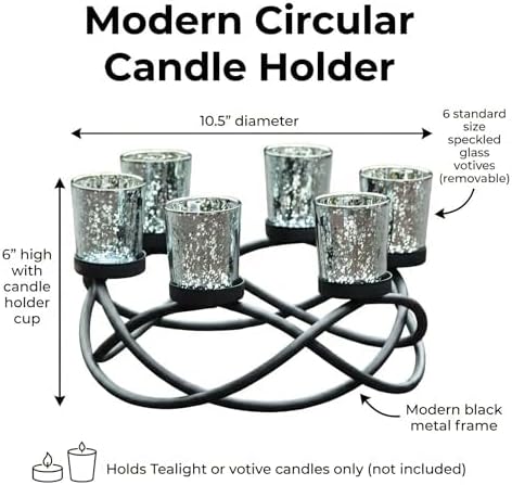 Seraphic Kitchen Table Centerpiece Decor, Tealight Candle Holder, Silver