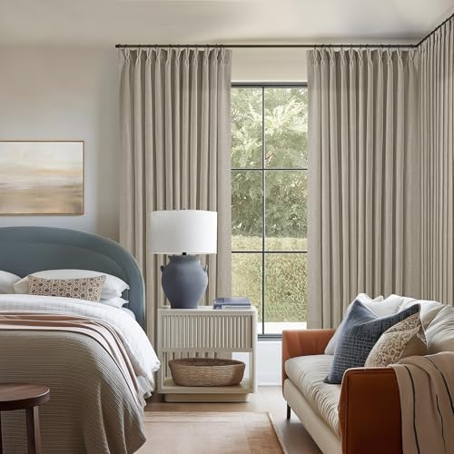 Burlywood Birch 84 Inches Long 70 Inch Wide Linen Curtains Pinch Pleated