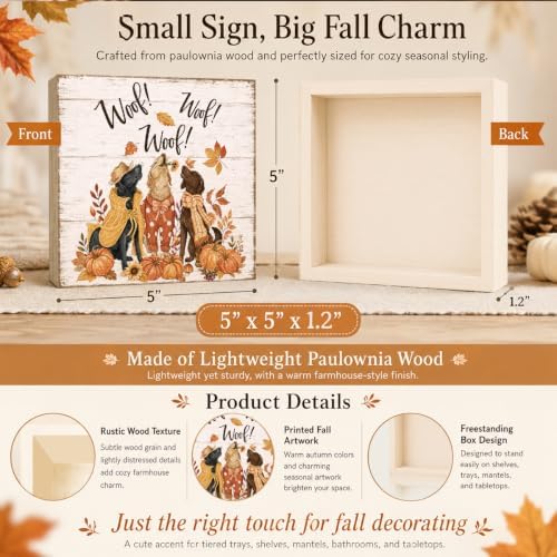 Fall Decorations for Home Dog Pumpkin Fall Wall Art Woof Woof Decor