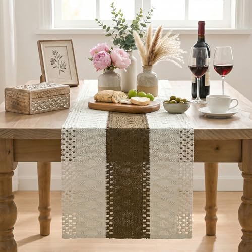 Artoid Mode Coffee Farmhouse Rustic Table Runner 12x48 Inch