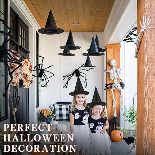 Black Halloween Witch Hat Floating Witch Hats Hanging Wizard Hat for Halloween Party Decorations