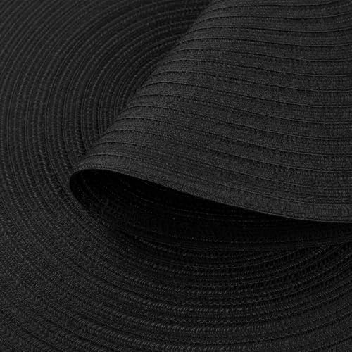 SHACOS Round Braided Placemats Set of 8 Washable Cotton Polyester Woven Round Table Mats for Dining Tables 15 inch (Black, 8)