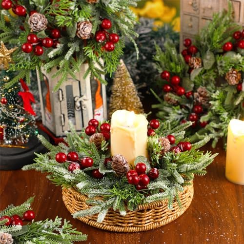 8 Pcs Christmas Candle Ring Wreath Small Kitchen Cabinet Table Decor