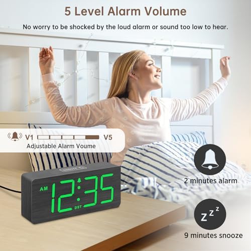 DreamSky Wooden Digital Alarm Clock for Bedroom with Large Numbers
