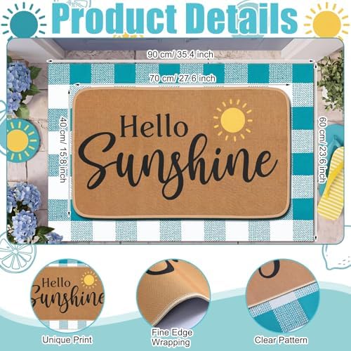 Tinideya 2 Pcs Hello Sunshine Layered Door Mat Outdoor