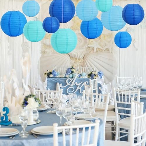BEISHIDA Sea Mix Paper Lanterns 16Pcs 6/8/10 Inch Round Chinese Lamp