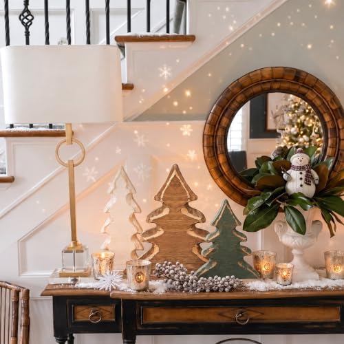 Cinnvoice 3pcs Christmas Tree Wooden Decor, Rustic Farmhouse Tabletop Decor