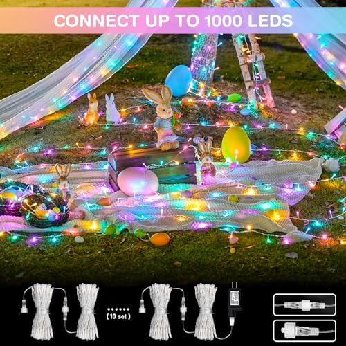 JMEXSUSS 2 Pack 100 LED Easter String Lights Indoor Outdoor