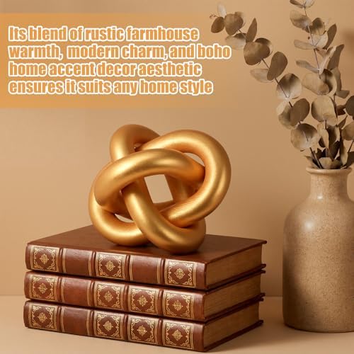 Yalikop 3 Link Wood Knot Decor Rustic Table Shelf Accents, Gold