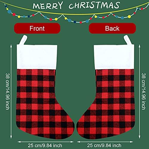 Tatuo 8 Pieces Christmas Stockings Buffalo Plaid for Fireplace,15 Inches
