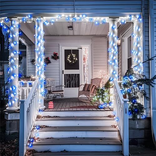 JMEXSUSS Blue and White String Lights Indoor, 200 LED Classroom Lights
