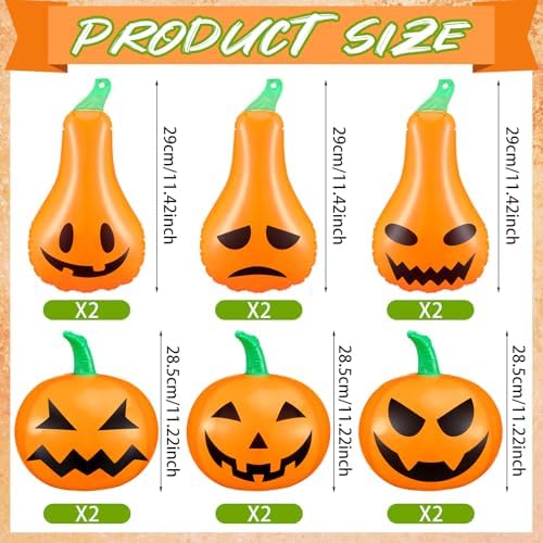 12 Pcs 13.78'' Inflatable Hanging Pumpkin Decorations