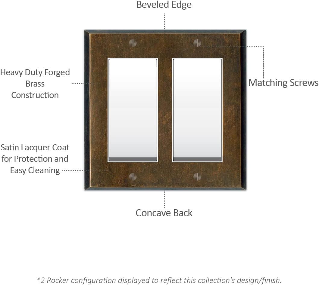 Mottled Antique Copper Outlet Wall Plate | 3 Toggle - 1 Duplex | 8.25" x 4.5" | Hand-Polished Brass Construction