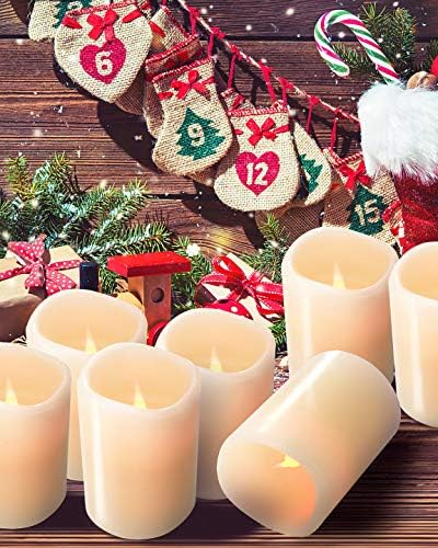 Hausware Flameless Candles Battery Operated Candles Set of 12 (D: 3" x H: 4") Real Wax Pillar Flickering Candles LED